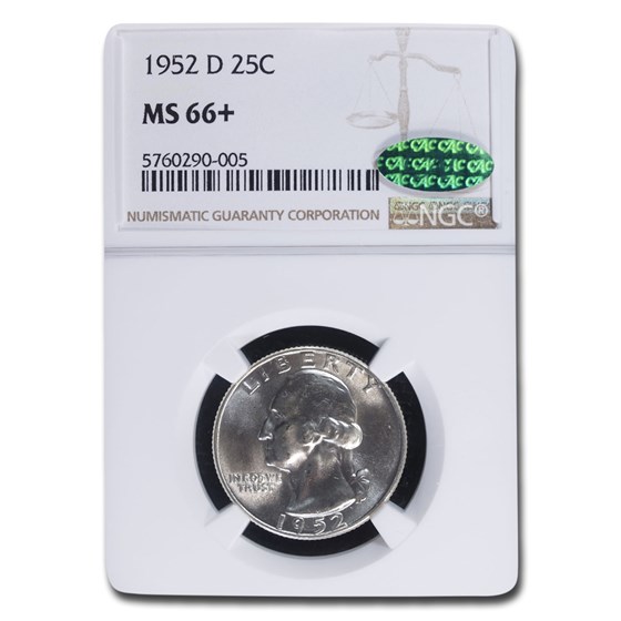 1952-D Washington Quarter MS-66+ NGC CAC 1952-D Washington Quarter MS-66+ NGC CAC